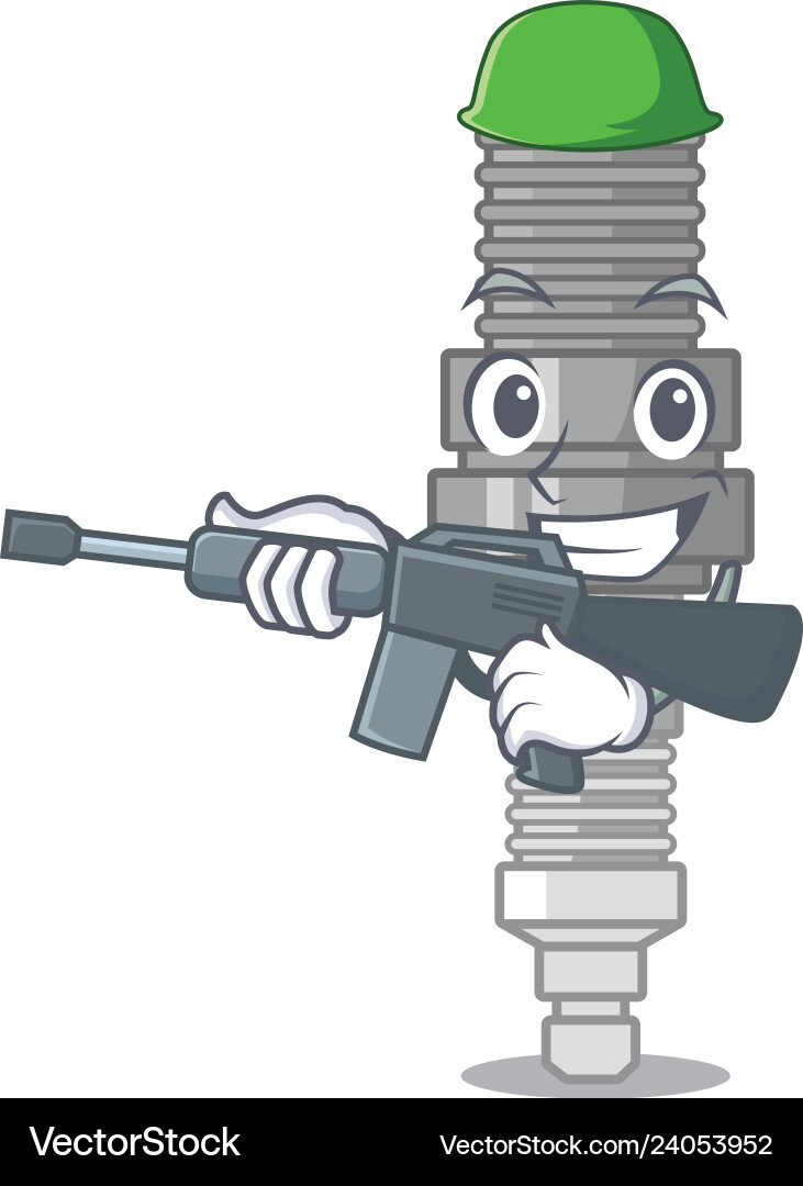 Army spark plug in the character shape Army spark plug in the character shape vector image