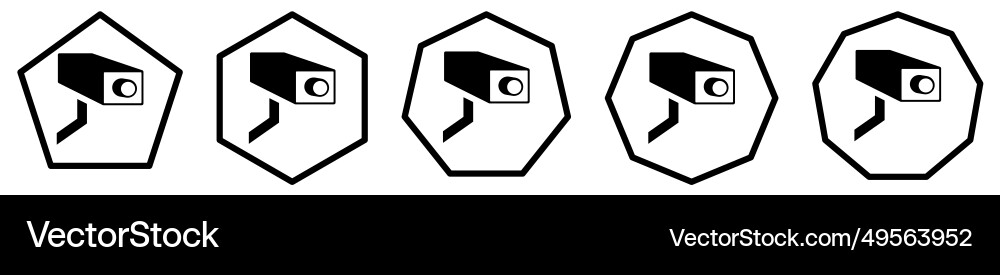 Cctv camera icon in polygons with different Cctv camera icon in polygons with different vector image