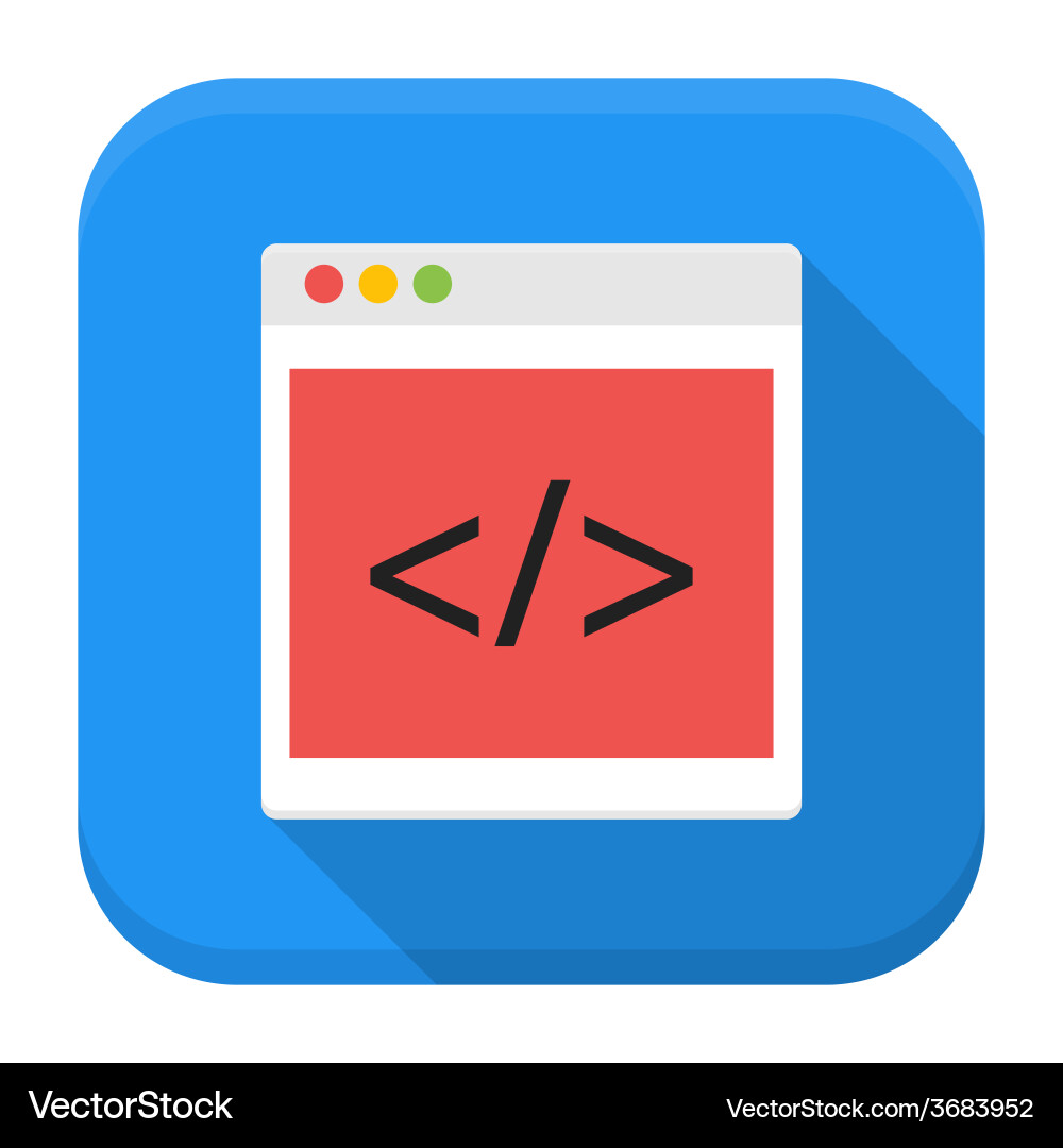 Coding App Icon with Shadow Vector Image