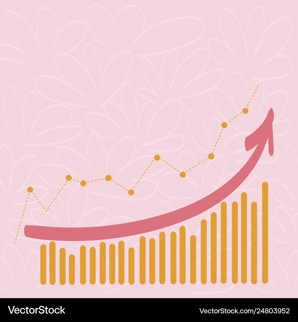 Combination column and line graphic chart Combination column and line graphic chart vector image