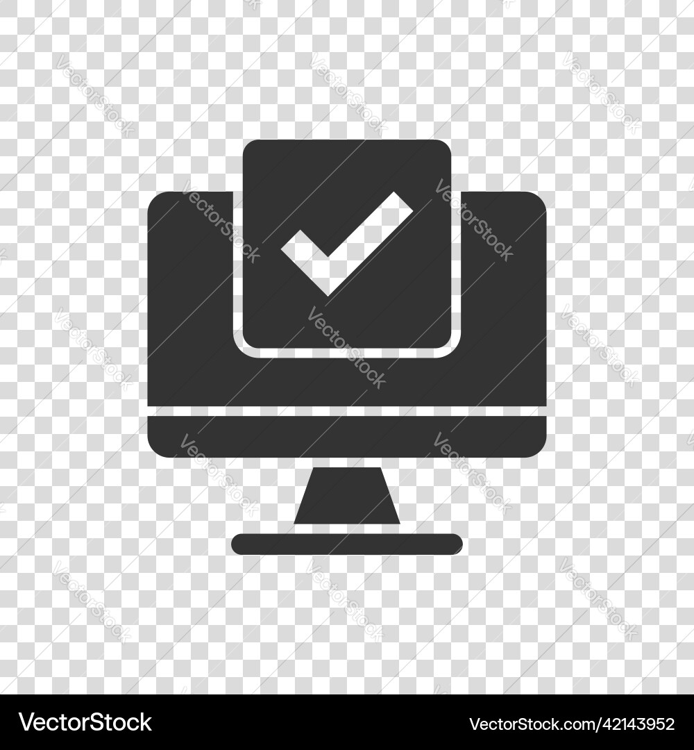 Computer check mark icon in flat style survey Computer check mark icon in flat style survey Vector Image