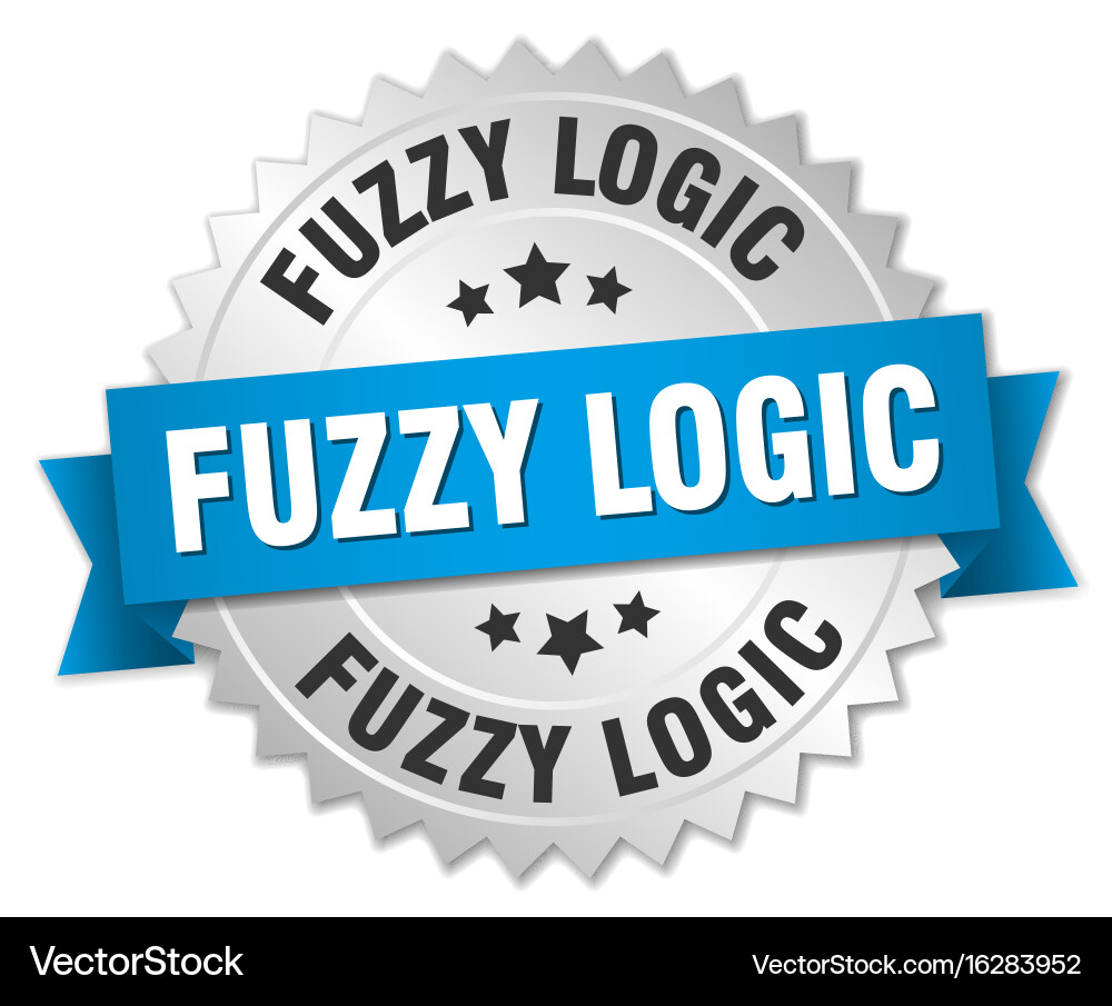 Fuzzy logic round isolated silver badge Vector Image