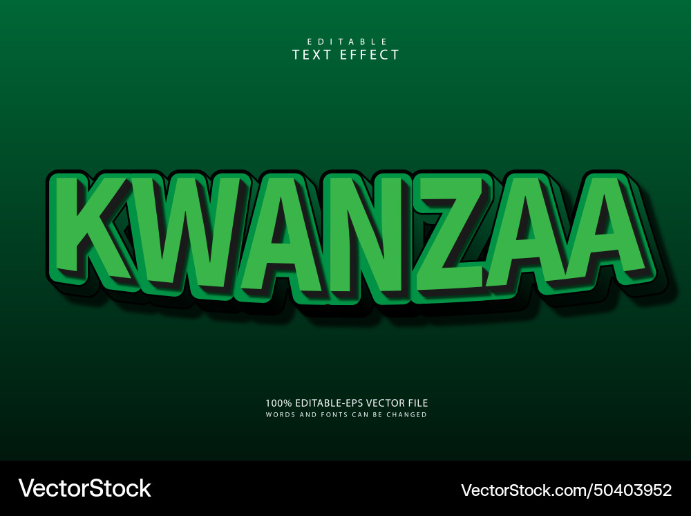 Kwanzaa editable text effect 3 dimension emboss Vector Image