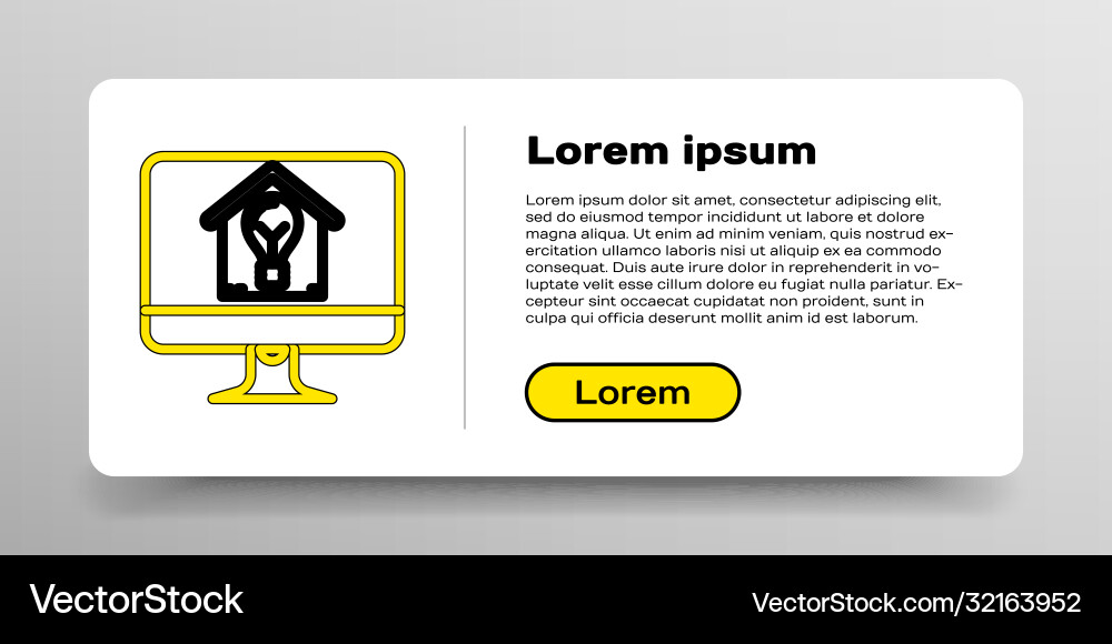 Line computer monitor with smart house and light Line computer monitor with smart house and light vector image