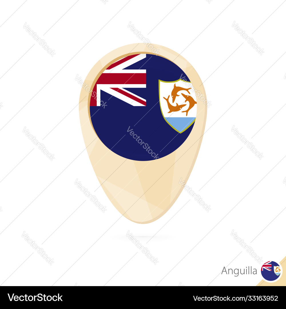 Map pointer with flag anguilla orange abstract Vector Image