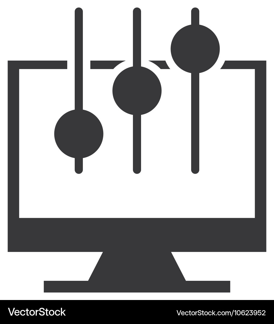 Monitor computer with button audio menu Vector Image