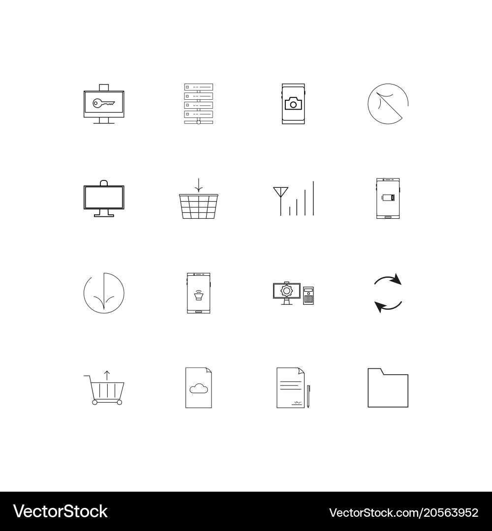 Network and database simple linear icons set Vector Image