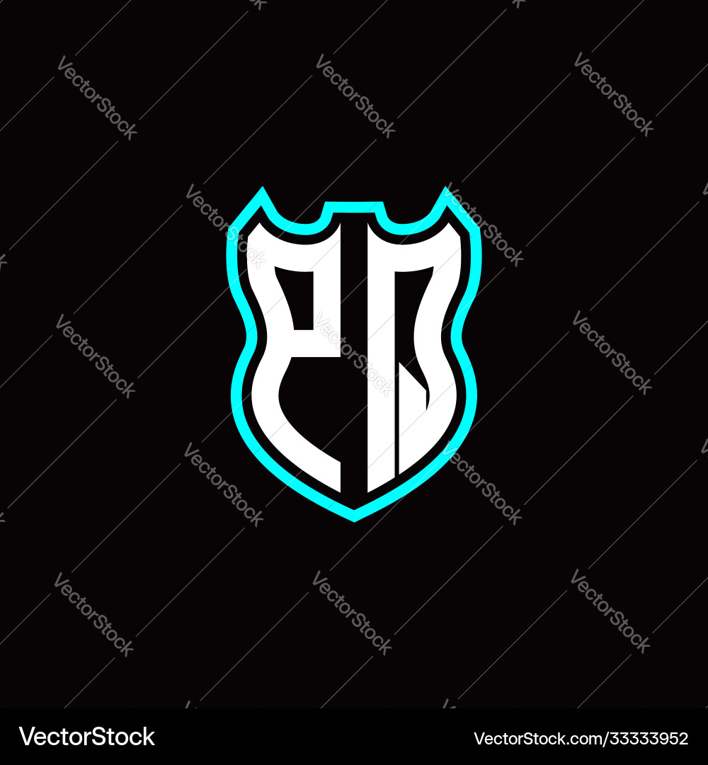 P q initial logo design with shield shape P q initial logo design with shield shape Vector Image