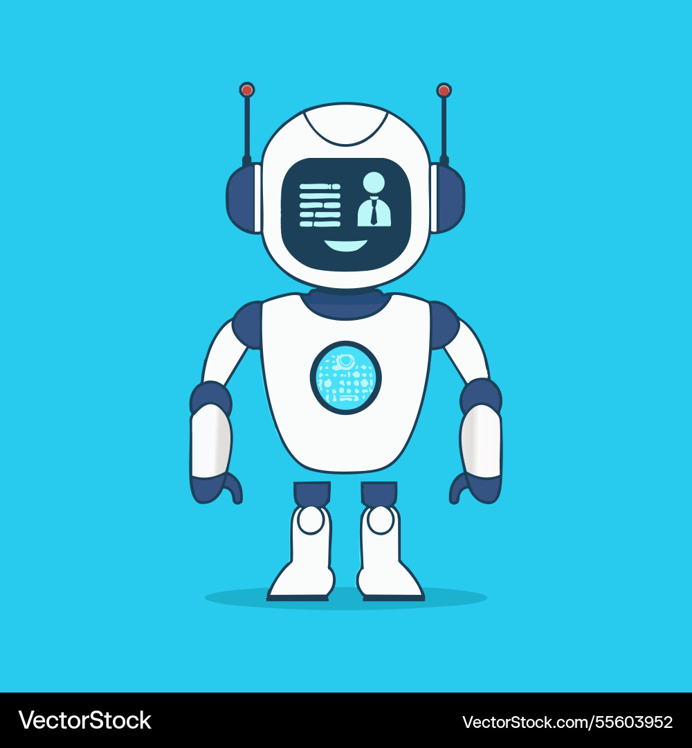 Robot assistant with digital screen vector image
