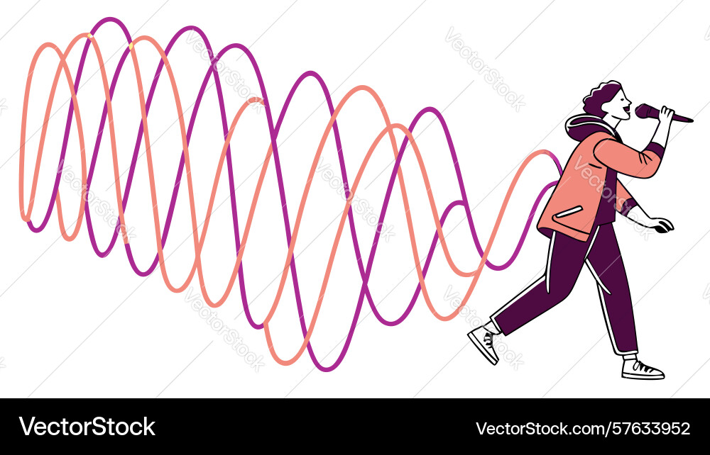 Runner with dynamic sound waves communication Vector Image