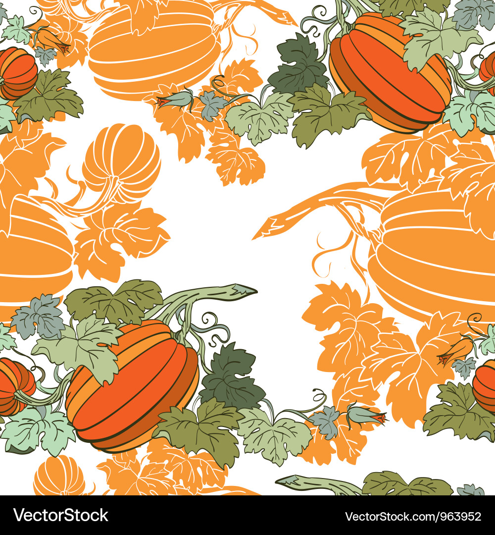 Seamless Pumpkin Pattern - Autumn Harvest Vector Image