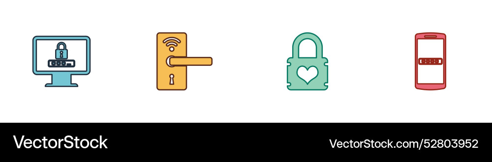 Set monitor with password digital door lock Set monitor with password digital door lock vector image
