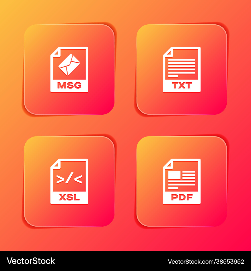 Set msg file document txt xsl and pdf icon Set msg file document txt xsl and pdf icon vector image