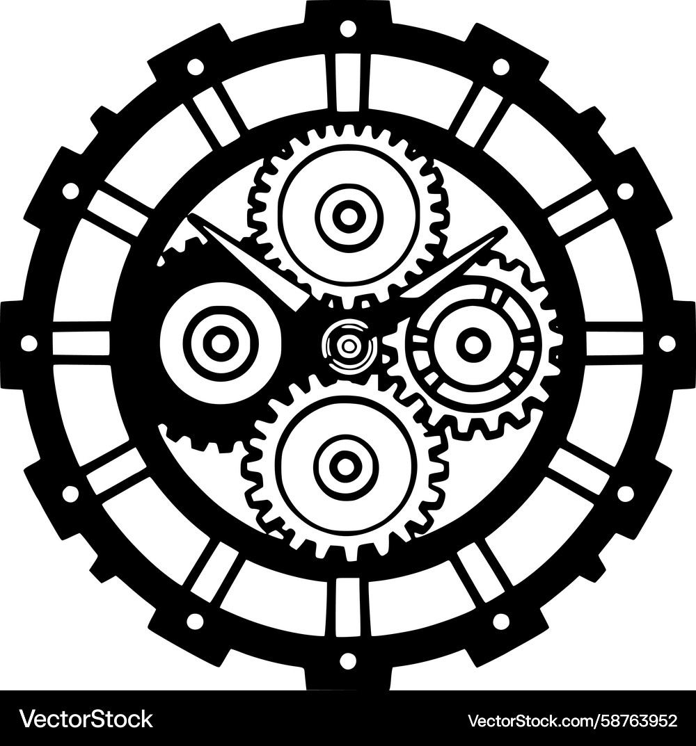 Steampunk Clockwork Gear Silhouette – Royalty-Free Vector | VectorStock, image size:1000x1073