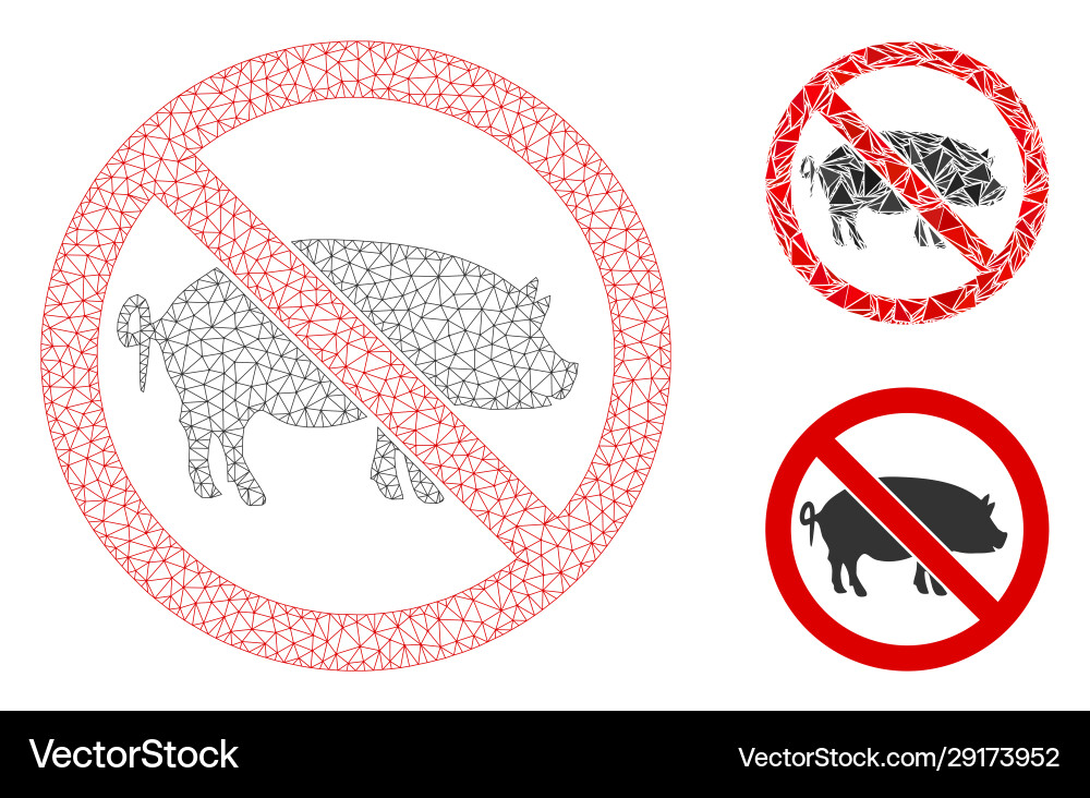 Stop pig mesh network model and triangle Stop pig mesh network model and triangle vector image