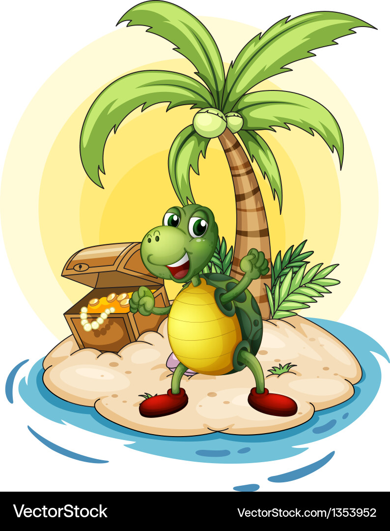 Turtle treasure island Royalty Free Vector Image