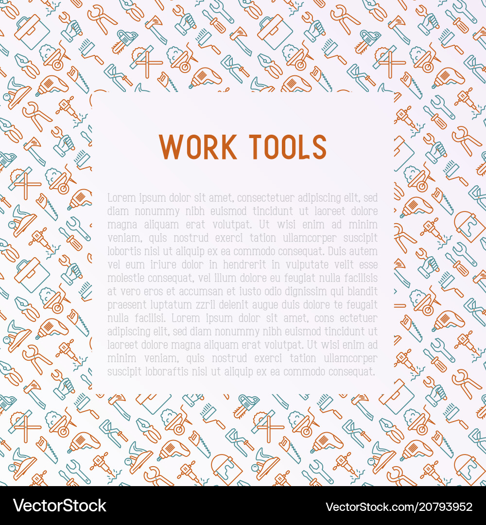 Work tools concept with thin line icons Vector Image