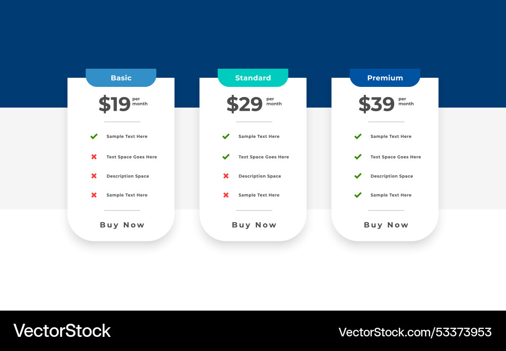 3 option price table template in modern style vector image
