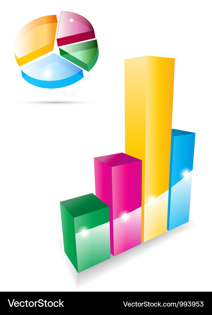 3d graph icons vector image