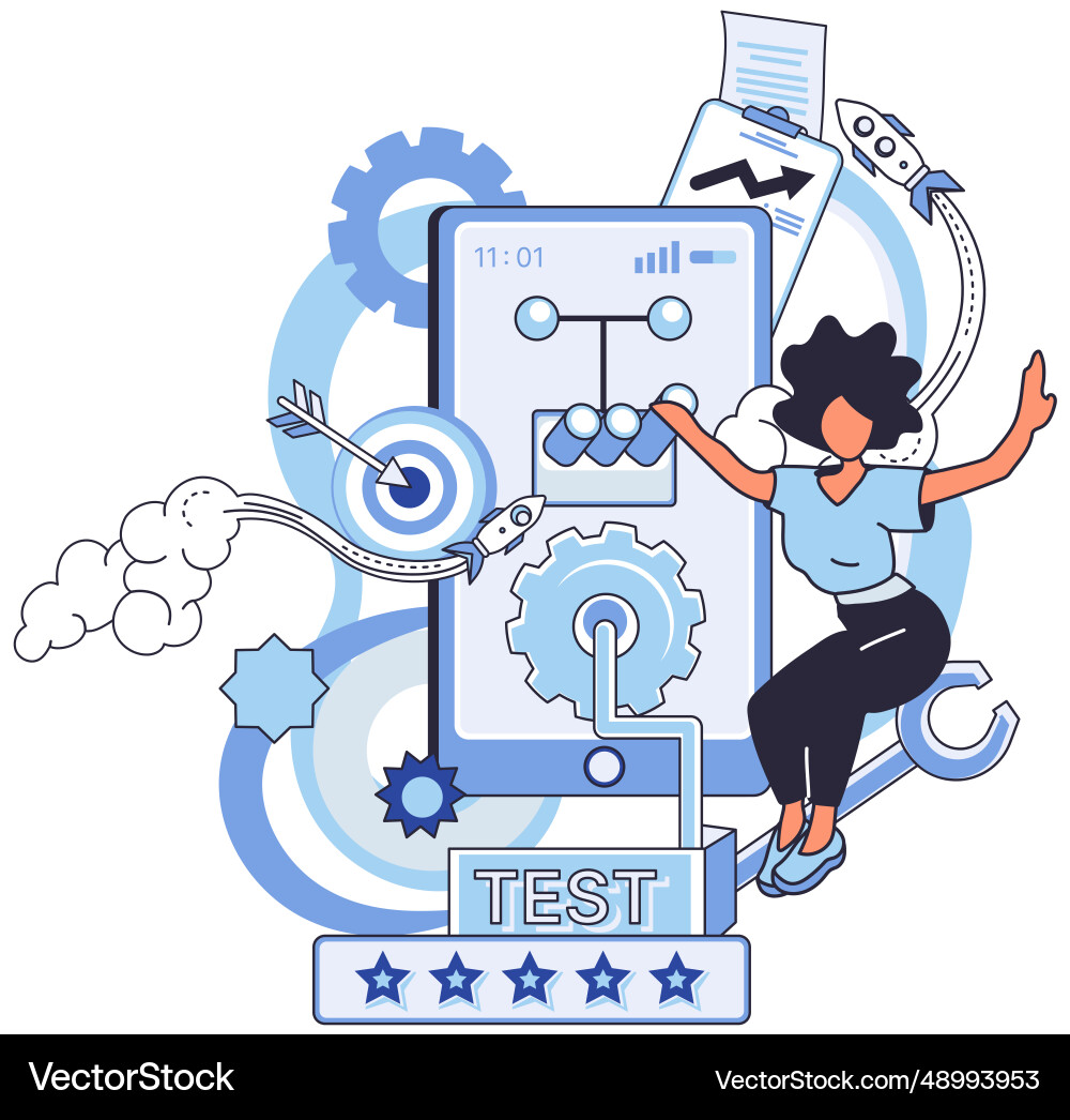 Application testing metaphor app test Vector Image