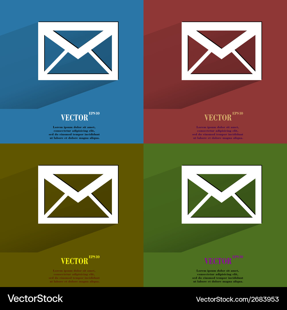 Color set mail envelope flat modern web button vector image