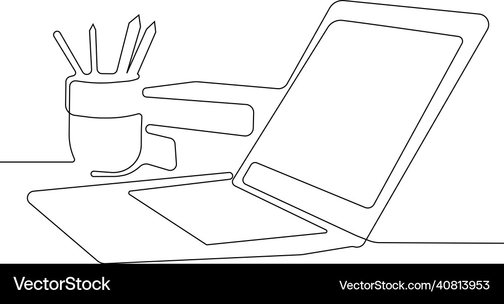 Continuous line drawing of a workspace Vector Image