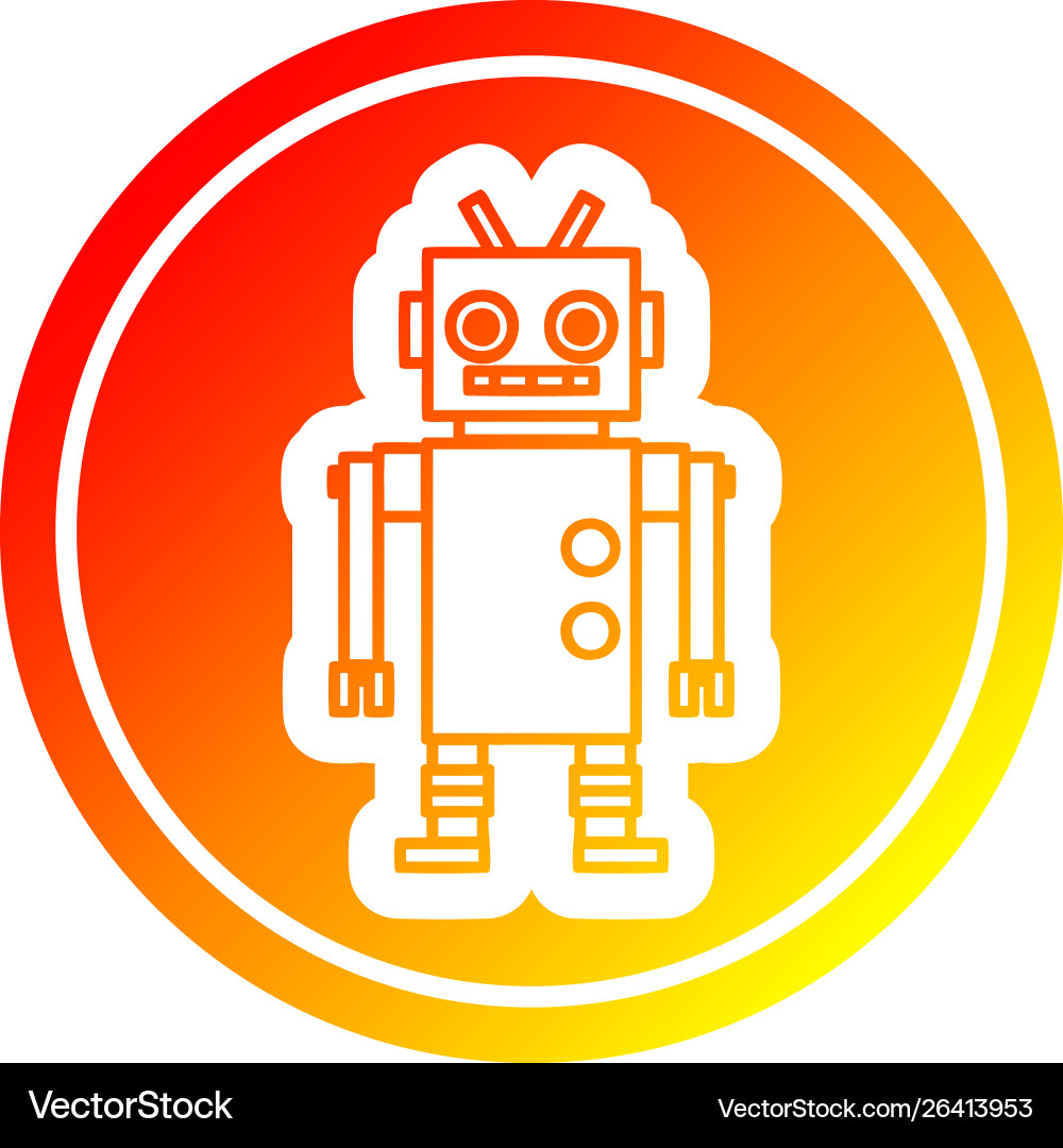 Dancing robot circular in hot gradient spectrum vector image