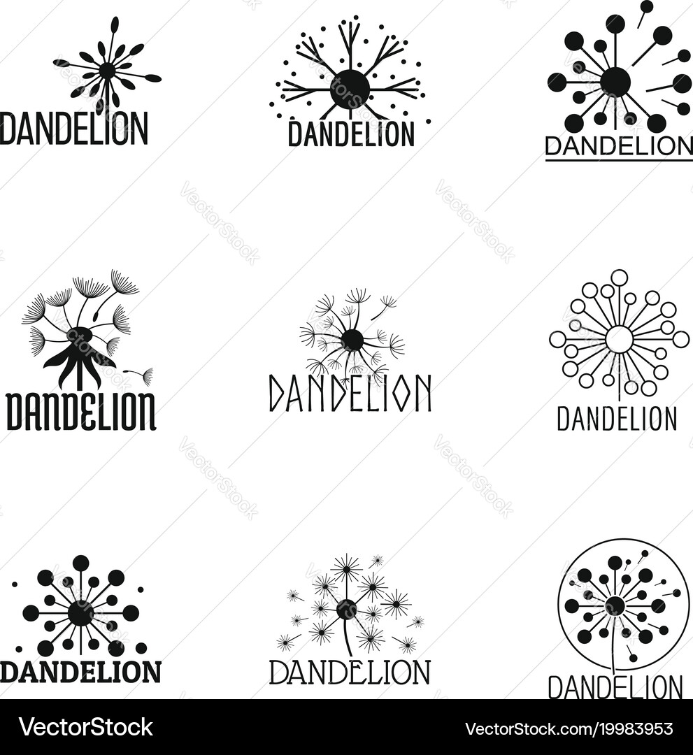 Dandelion icons set simple style Vector Image