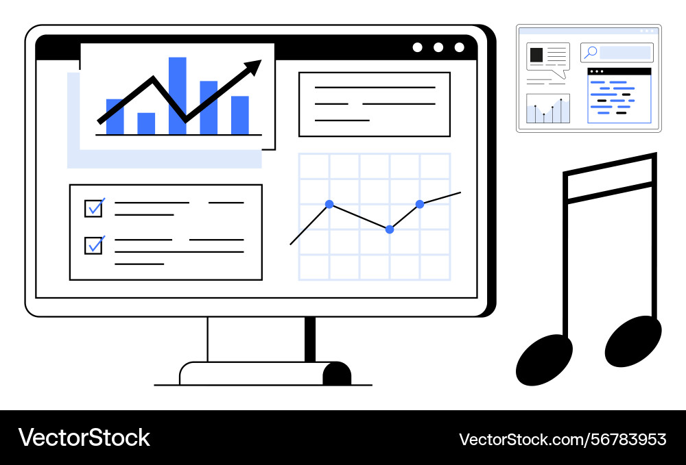 Data analytics dashboard with graphs and charts vector image