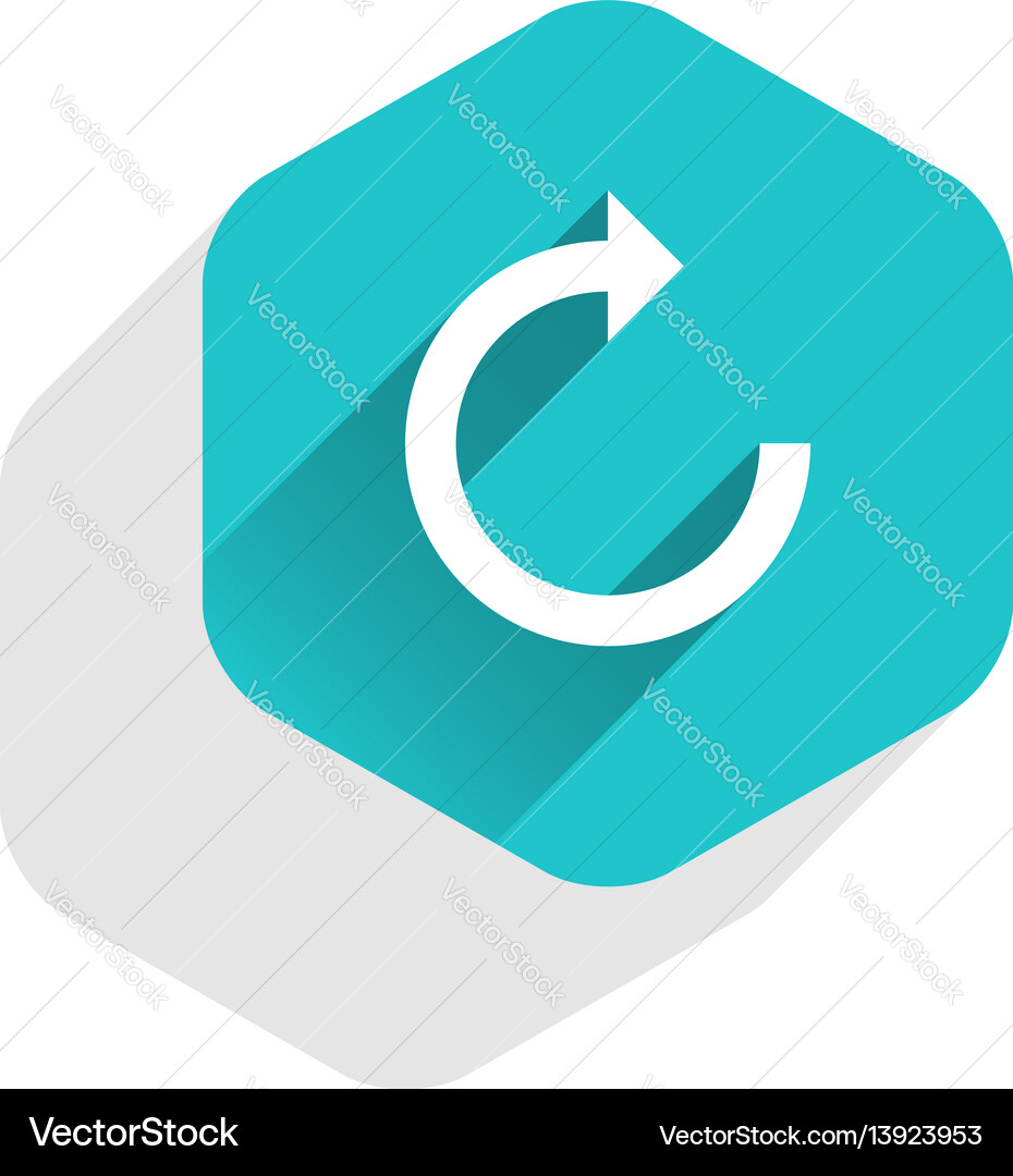 Flat arrow sign reset icon hexagon button Flat arrow sign reset icon hexagon button vector image