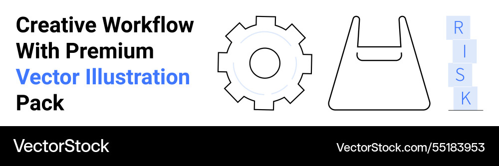 Gear and folder outline with risk text blocks Gear and folder outline with risk text blocks vector image