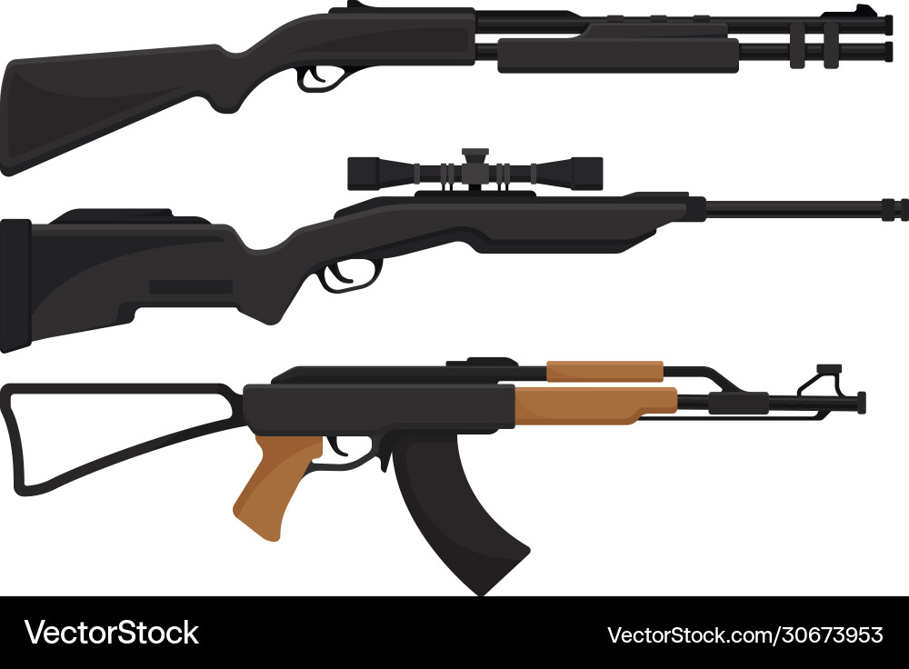 Handguns or rifle models with firing trigger vector image