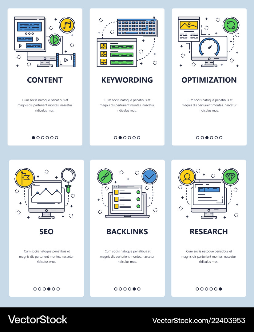 Line art web and mobile app template set vector image