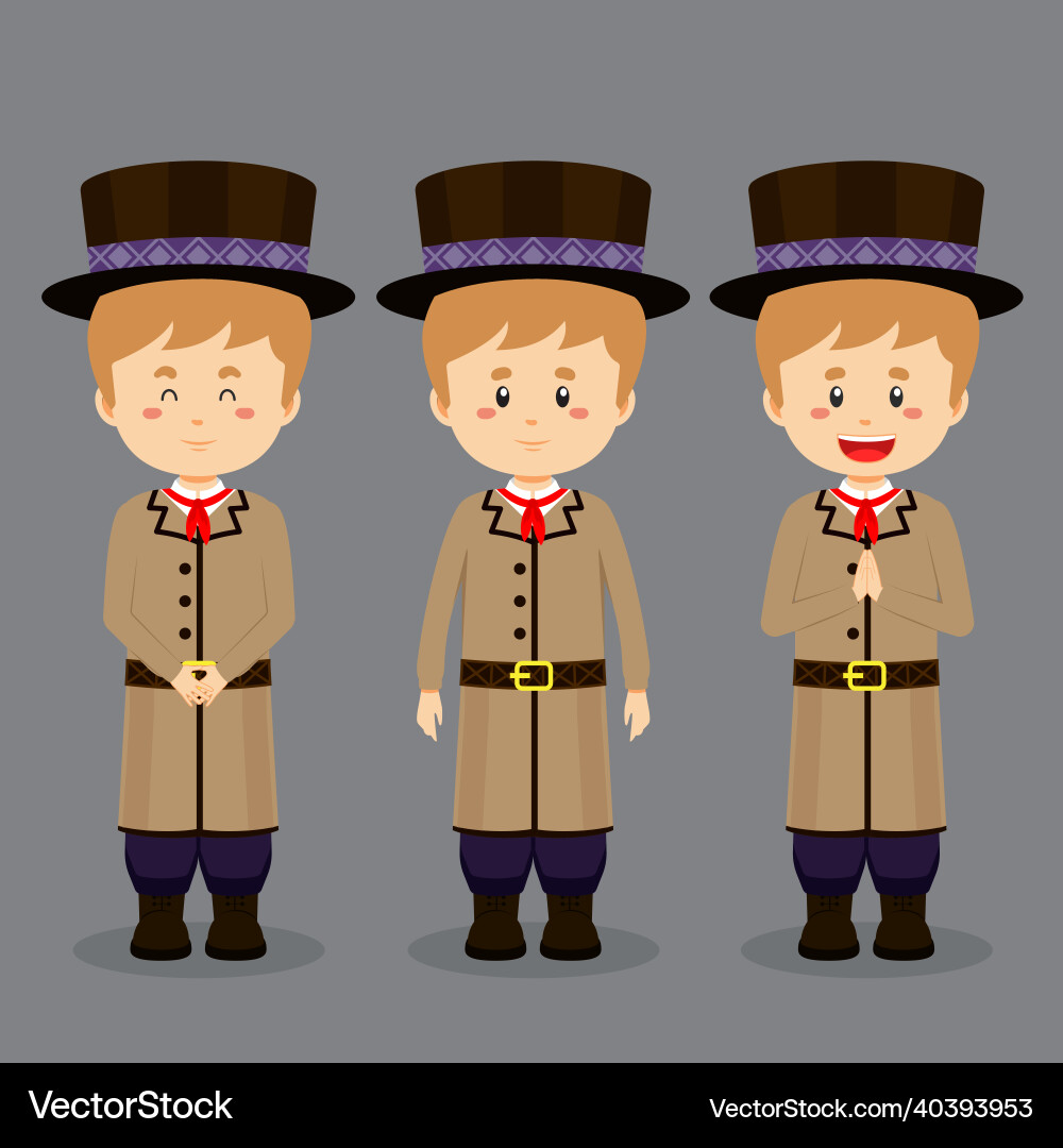 Lithuanians character with various expression Vector Image