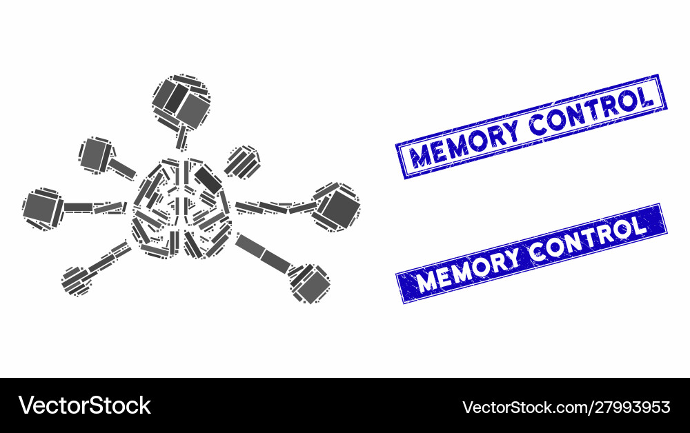 Mind control links mosaic and scratched rectangle Mind control links mosaic and scratched rectangle vector image