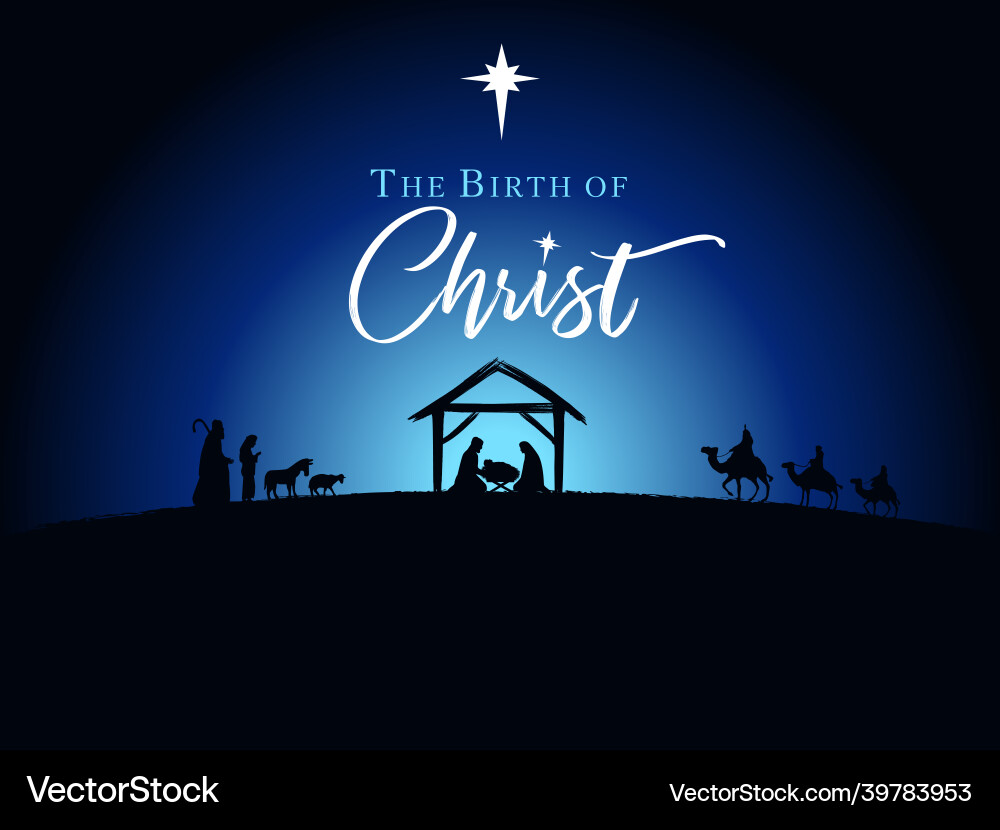 Nativity Scene - Shepherd and Wise Men vector image