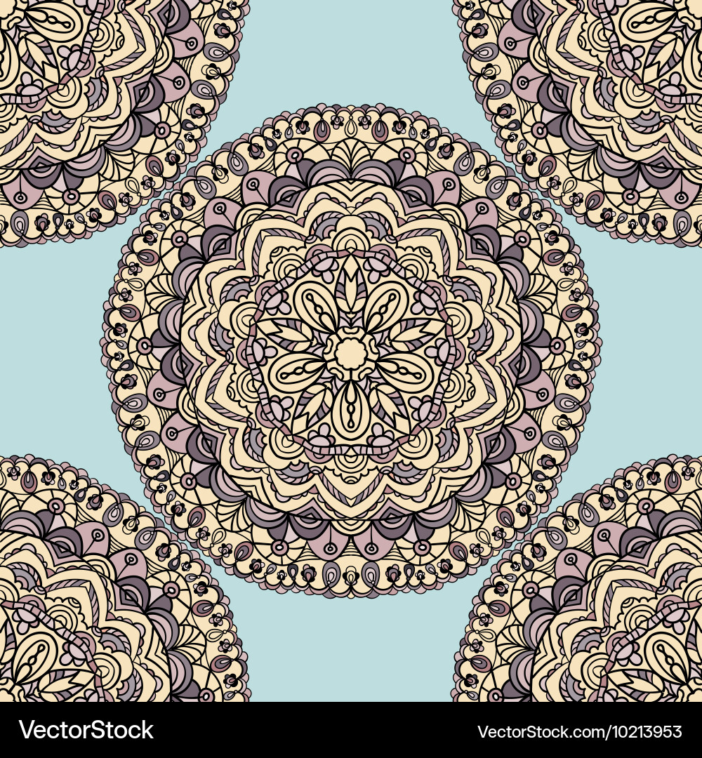 Seamless pattern with mandala circular elements Vector Image