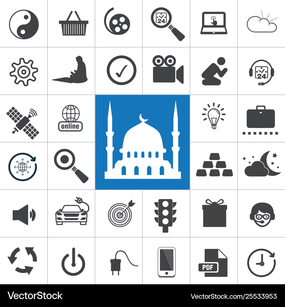 Set icons in flat design with 36 element Vector Image