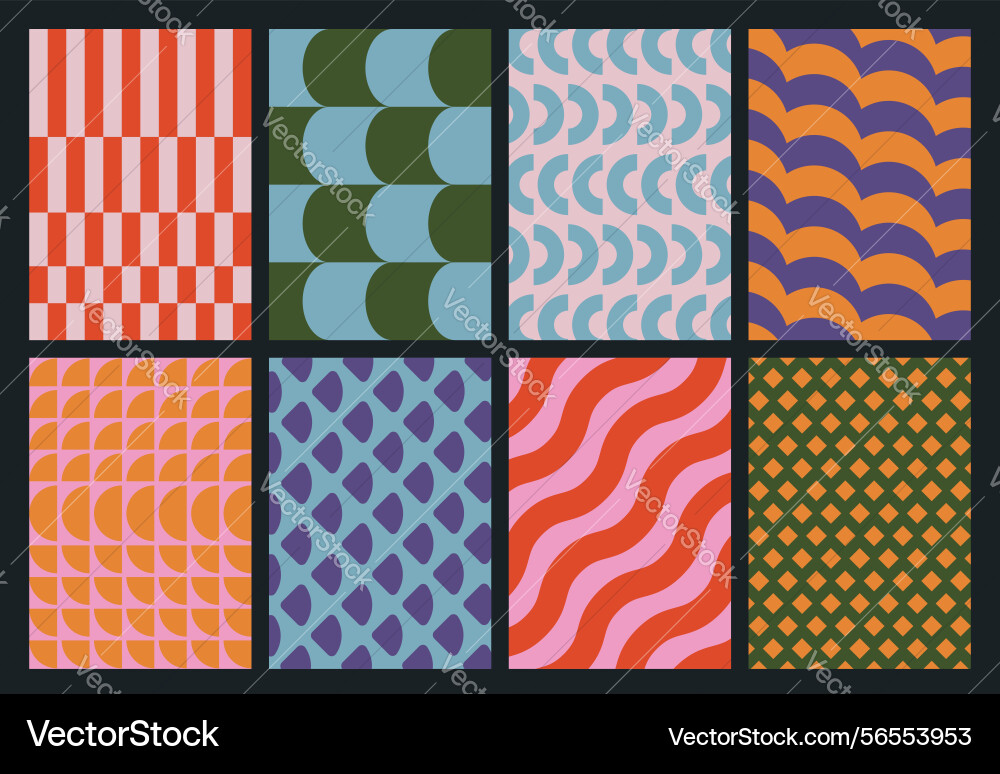 Set of colorful geometric backgrounds minimal vector image