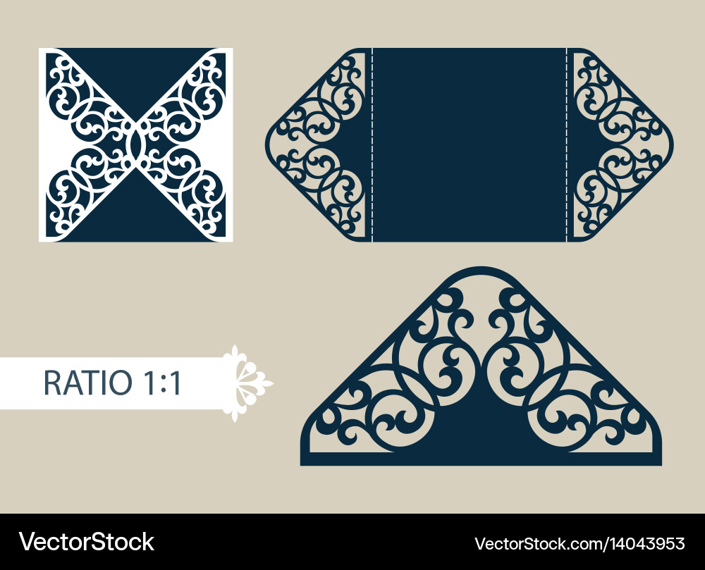 Template greeting card with openwork pattern vector image