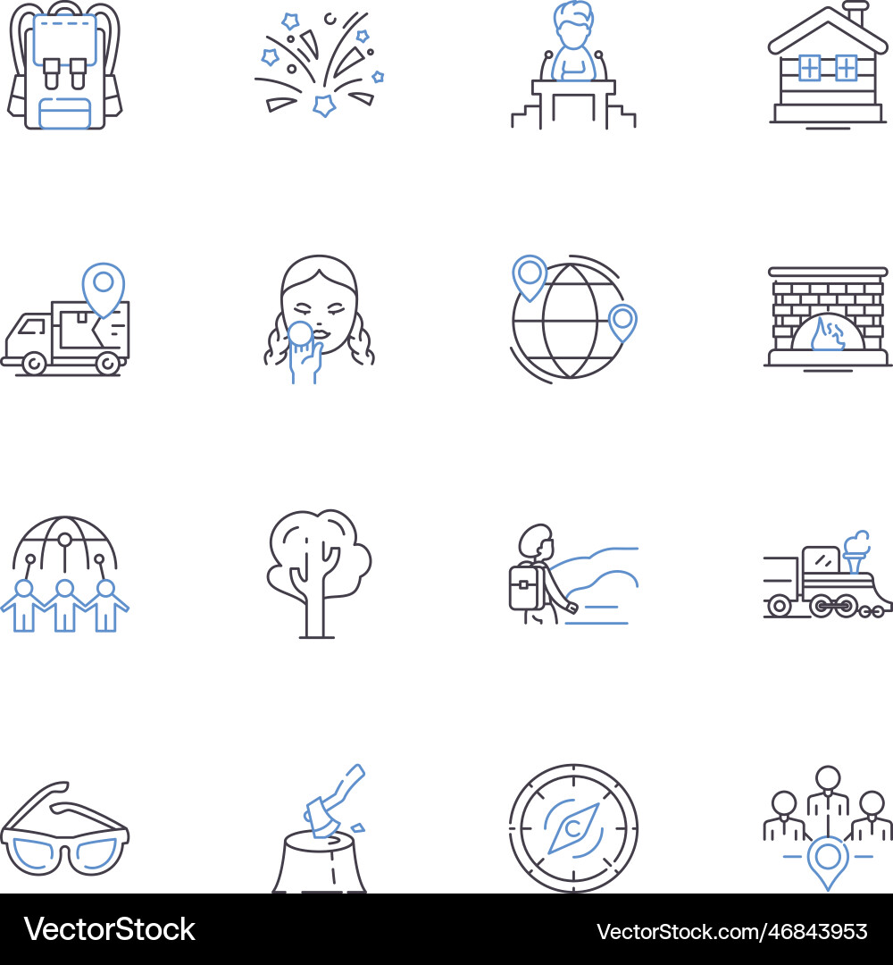 Timeout line icons collection break pause halt Vector Image