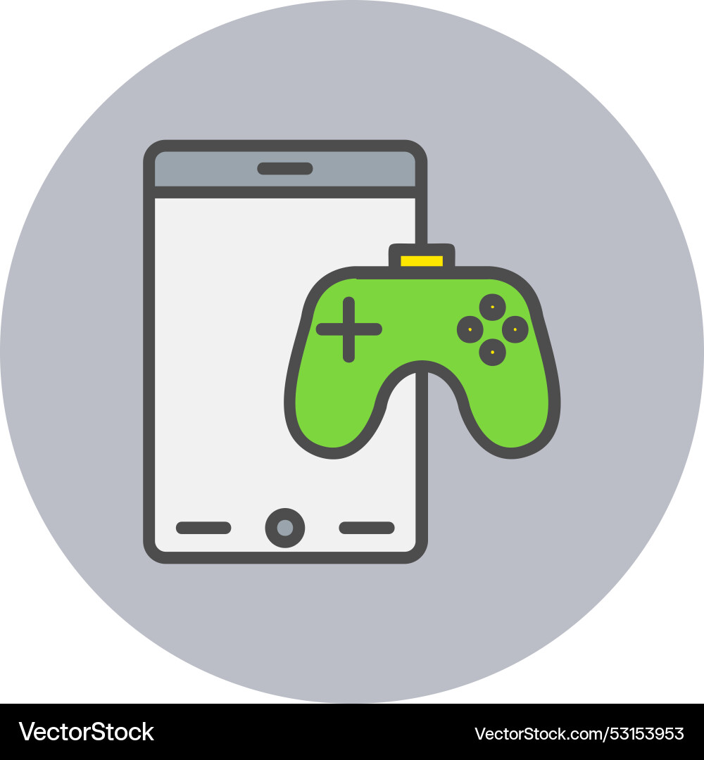 Touch game line filled circle icon Vector Image