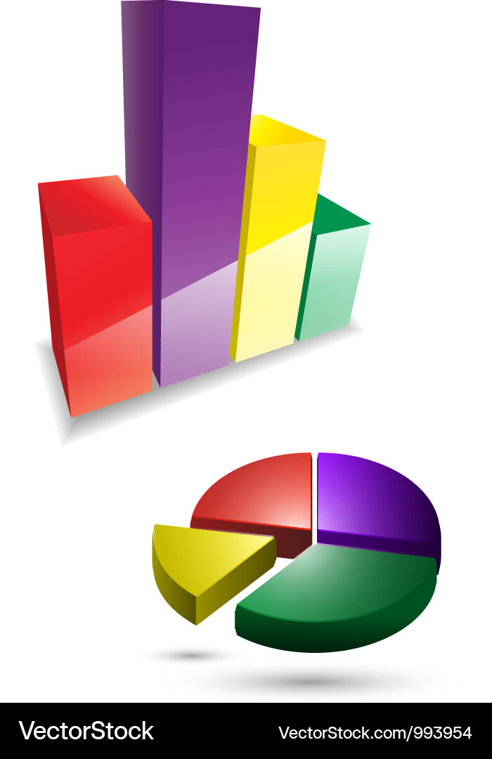 3d graph icons vector image