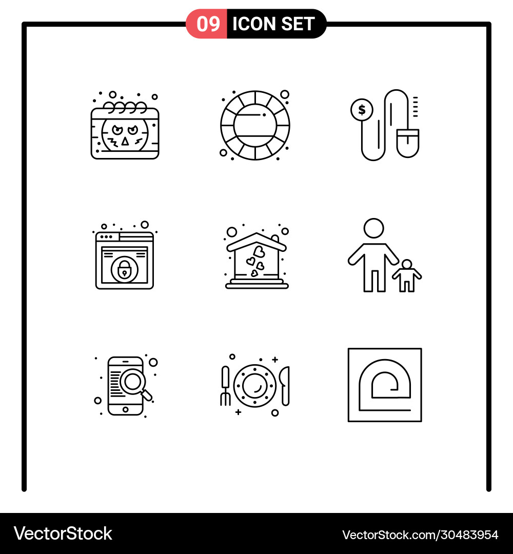 9 universal outlines set for web and mobile Vector Image