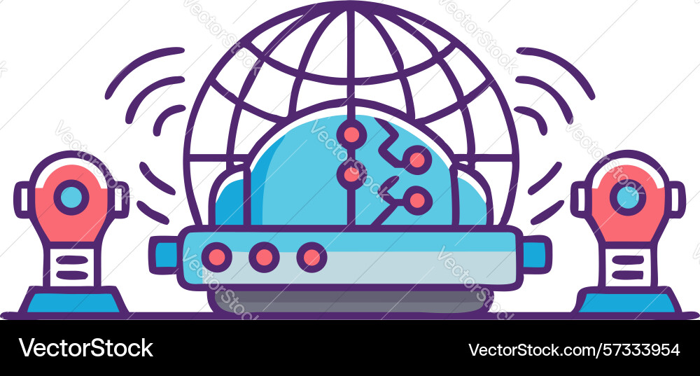 Advanced global communication and network hub vector image