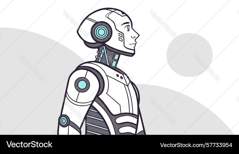 Ai robot head against celestial background design Vector Image