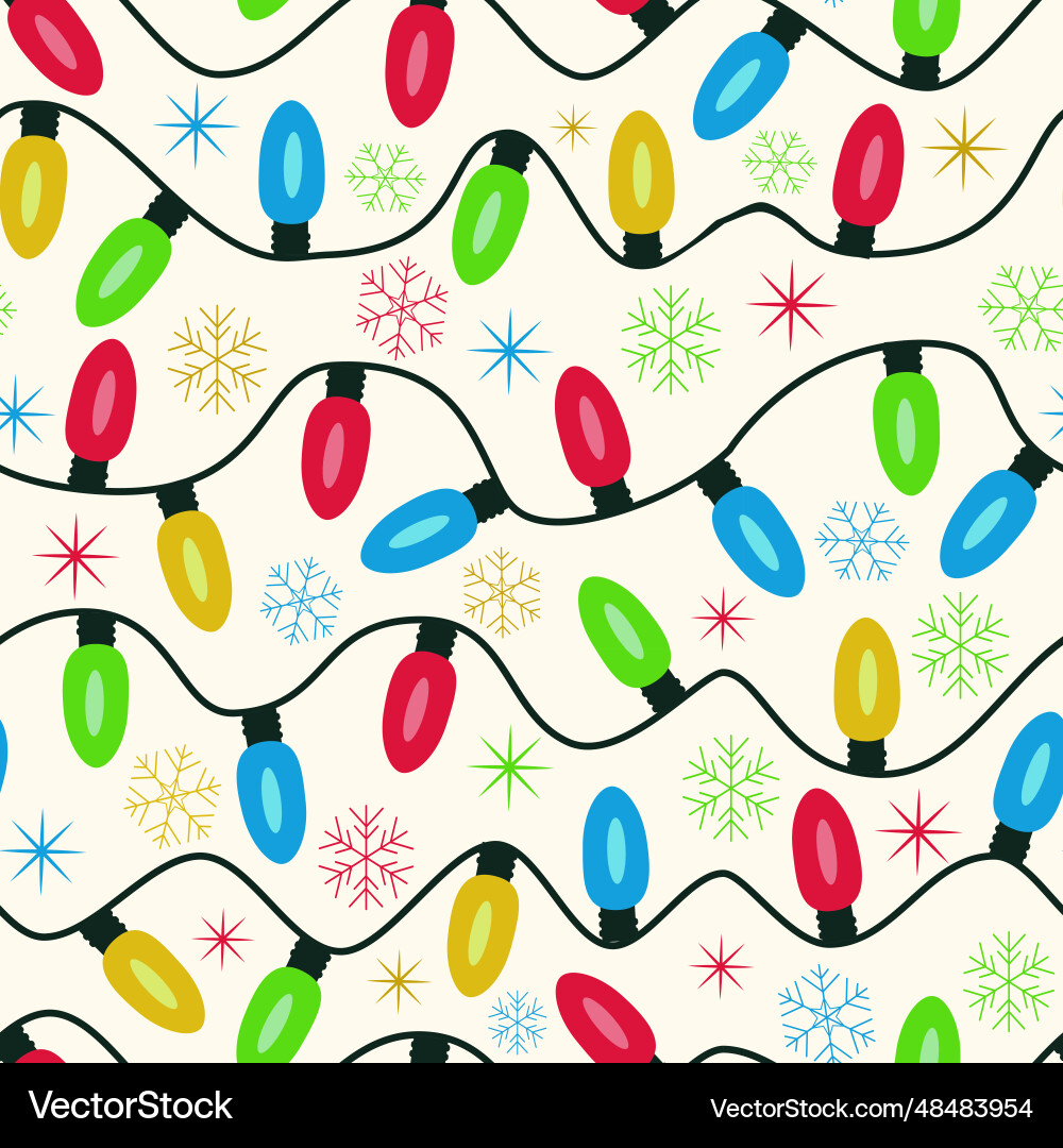 Christmas lights with strings seamless pattern Christmas lights with strings seamless pattern vector image