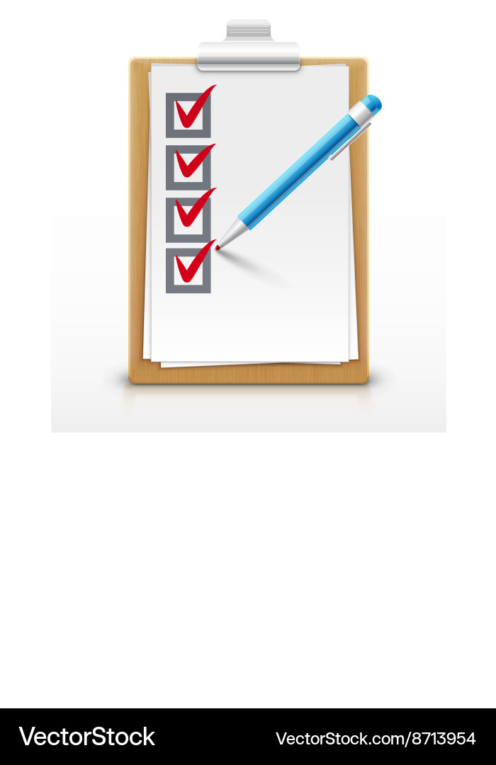 Clipboard with empty sheet of paper vector image