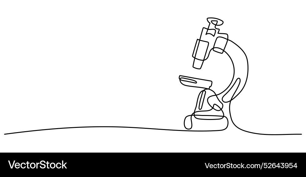 Continuous one line drawing of microscope Continuous one line drawing of microscope Vector Image