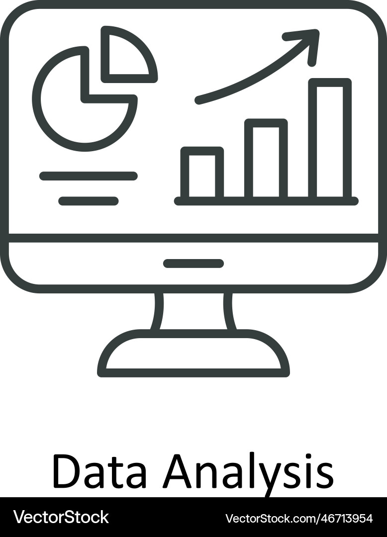 Data analysis outline icons simple stock Vector Image